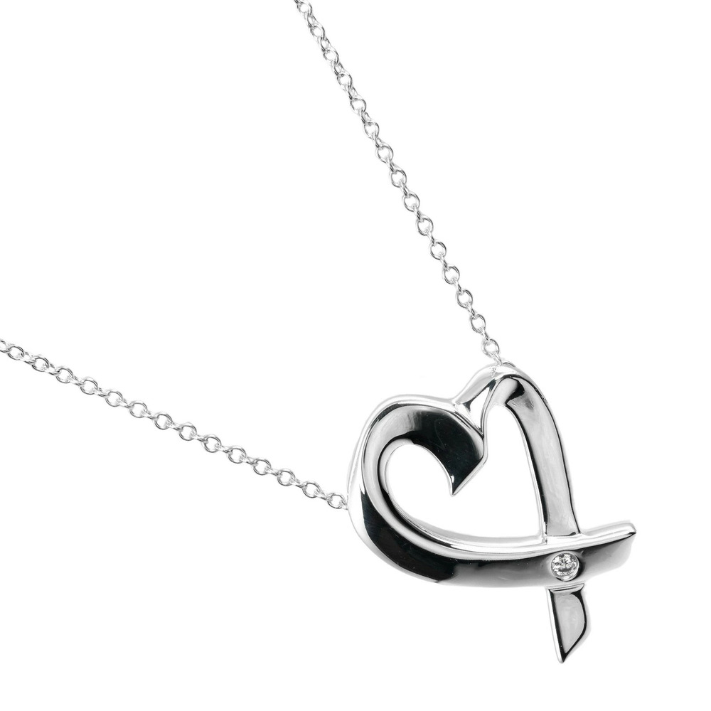 Tiffany Co Loving Heart Necklace Sterling Silver Diamond
